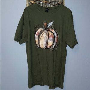Gildan Olive Green Pumpkin Graphic Tee